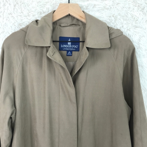 SOLD Hooded Trench Coat Long Brown London Fog - Picture 3 of 8